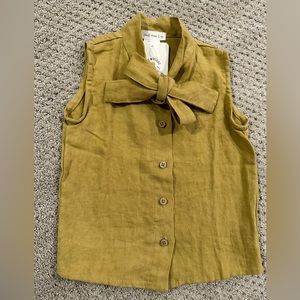 Girls Mustard organic linen Finn and Vince tank top